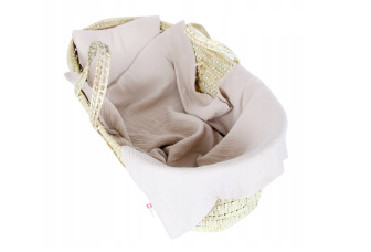 Vankúšik + deka do kočíka mušelín - béžová