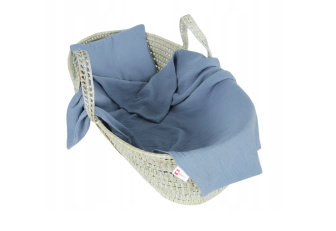 Vankúšik + deka do kočíka mušelín - modrá