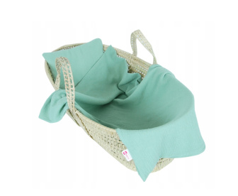 Vankúšik + deka do kočíka mušelín - zelená