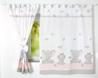 Detské závesy 120x160 cm - sloník ružová