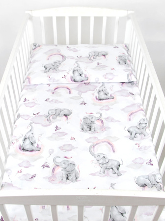 Súprava do postielky 3 diely - sloník ružová