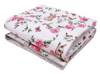 Velvet bavlnená deka 100 x 75 cm - zajačik a ruža