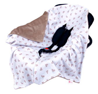Obojstranná deka do kočíka minky 80x80 cm - srdiečka