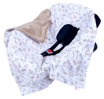 Obojstranná deka do kočíka minky 80x80 cm - safari