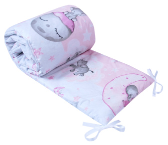 Ochranný mantinel do postieľky - Slon na Mesiaci / ružová