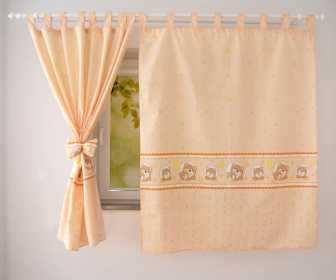 Detské závesy - 120x160 cm medvedík v koliesku - žltá