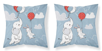 Detské obliečky na vankúš 40x40 cm - Sloník s králikom / modrá