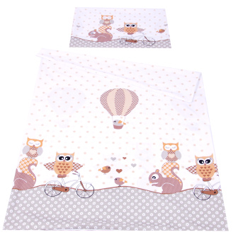 Obliečky do postielky 120/90 cm - sovička béžová