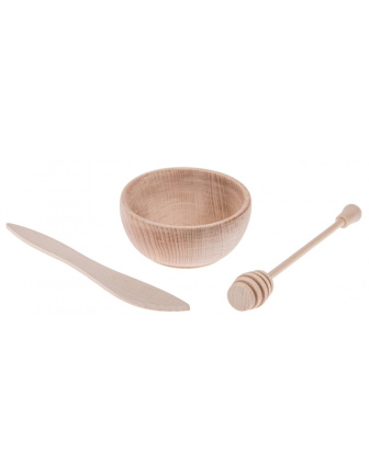 Drevená sada - Miska, nožík, špirála na med