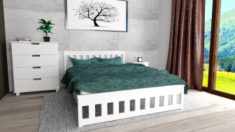 Postel Abby 140/200 cm masív borovice - biela + rošt ZADARMO