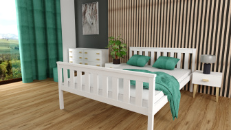 Postel Agata 180/200 cm masív borovice - biela + rošt ZADARMO