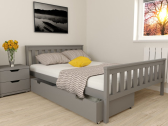 Posteľ z masívu Agata 140x200 cm - Sivá + matrac Super-flex + rošt ZADARMO