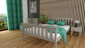 Posteľ Agata 140/200 cm masív borovica - šedá + rošt ZADARMO