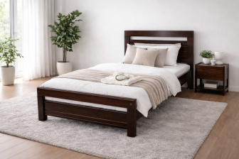 Posteľ z masívu borovice Amor 90x200 cm - ORECH + rošt ZADARMO