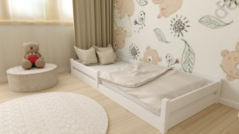 Detská montessori posteľ Axel 90/200 cm + rošt ZADARMO - biela