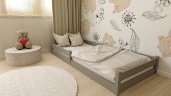 Detská montessori posteľ Axel 120/200 cm + rošt ZADARMO - šeda