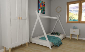 Posteľ teepee 180/80 cm - BIELA + rošt ZADARMO