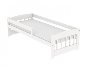 Posteľ Edík z masívu borovice 180x80 cm - BIELA + rošt ZADARMO