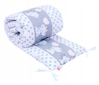 Ochranný mantinel do postieľky - slonítka/ ružová