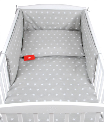 Súprava do postielky 3 diely - sivá/biela hviezda