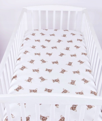 Mušelínové prestieradlo s gumkou 120/60 cm - medvedíky