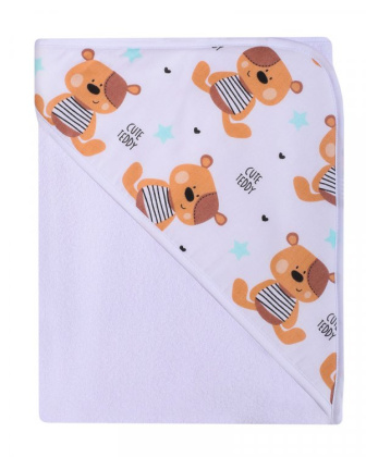 Detská osuška s kapucňou termofrote - biela 100x100 cm