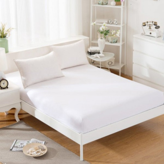 Jersey plachta s gumkou 120/200 cm  ECONOMY - biela