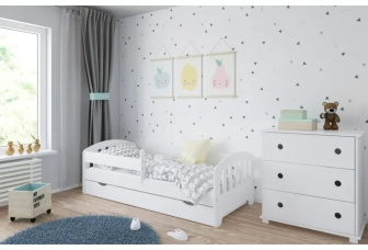 Posteľ  Kvido 90/200 cm - biela + šuplík