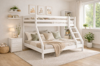 Posteľ Denis biela + matrace Diana 10 cm + rošty + vankúšik  ZADARMO