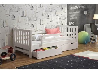 Posteľ z masívu Uberto 80x200 cm - BIELÁ + 2 zásuvky+ rošt ZADARMO