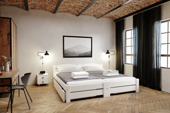 Posteľ Magda z masívu smrk 160x200 (2x80/200 cm) - BIELA + rošt ZADARMO