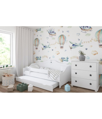 Posteľ  Fiona 90/200 cm - biela so šuplíkom