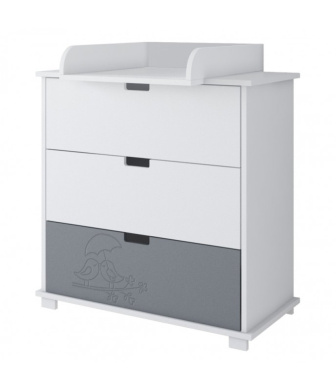 Prebaľovacia komoda Birds - biela/ sivá