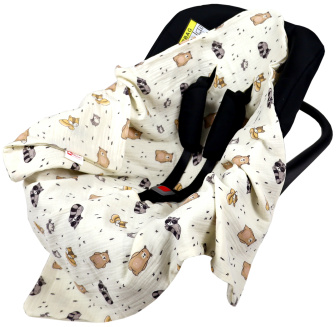 Mušelínová deka do autosedačky 80x80 cm - zvieratká