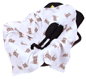 Mušelínová deka do autosedačky 80x80 cm - medvedíky