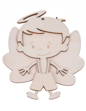 Vianočná drevená dekorácia - Chlapec / anjelík
