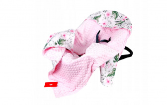 Zavinovacia deka do autosedačky ružová kvety