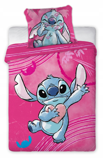 Detské obliečky do postieľky 100/135 cm - Stitch / ružová