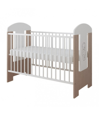 Postieľka 120/60 cm Gloria - biela/ dub  Medveď