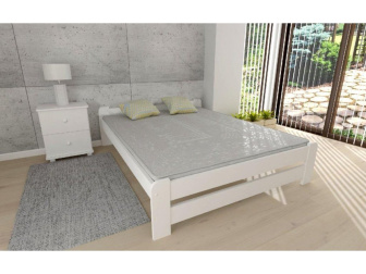 Posteľ z masívu Európa 180 x 200 cm + rošt ZADARMO - farba biela