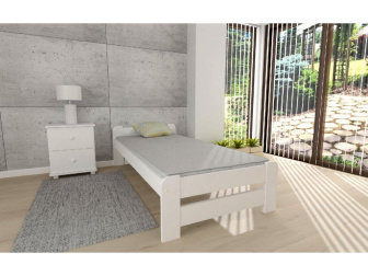 Posteľ z masívu borovice Európa 80x200 cm biela + rošt ZADARMO