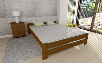 Posteľ z masívu Európa 140 x 200 cm + rošt ZADARMO - farba dub