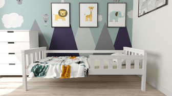 Posteľ FRED z masívu borovice 180x80 cm - BIELA + rošt ZADARMO