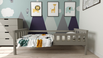 Posteľ FRED z masívu borovice 180x80 cm - SIVÁ+ rošt ZADARMO