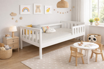 Posteľ FRED z masívu borovice 160x80 cm - BIELA + rošt ZADARMO