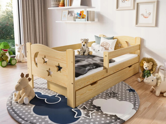 Posteľ BOHOUŠEK 180x80 cm - PRÍRODNÁ + šuplík + rošt ZADARMO