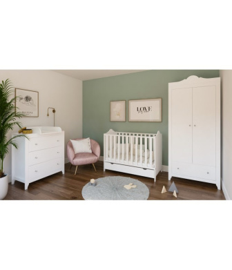 Postieľka 120/60 cm Gilda - biela - 2v1 so šuplíkom