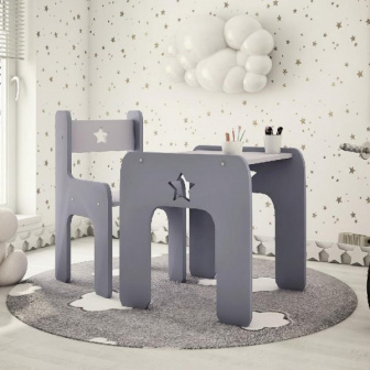 Stůl a židle hvezda šedá