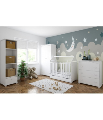 Postieľka 120/60 cm House - biela - 2v1 so šuplíkom