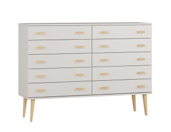 Komoda z masívu borovice Nord K5/2S/2D 155/92/42 cm / biela